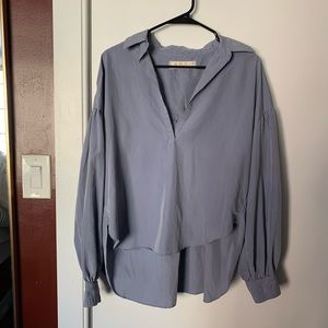 We The Free Oversized High Low Blouse- X Small, Light Blue